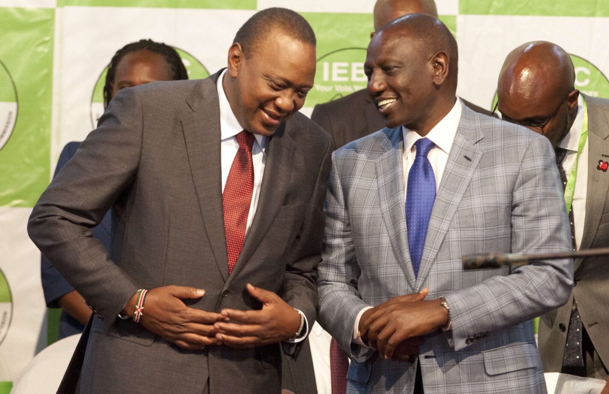 Former president Uhuru Kenyatta and his deputy William Ruto in Bomas, Nairobi, Kenya. (File photo: October 2017)