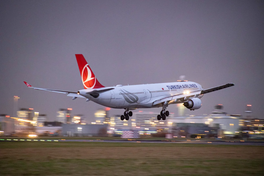 A Turkish Airlines Airbus A330 wide-body aircraft at Amsterdam Airport Schiphol, 5 January 2022.