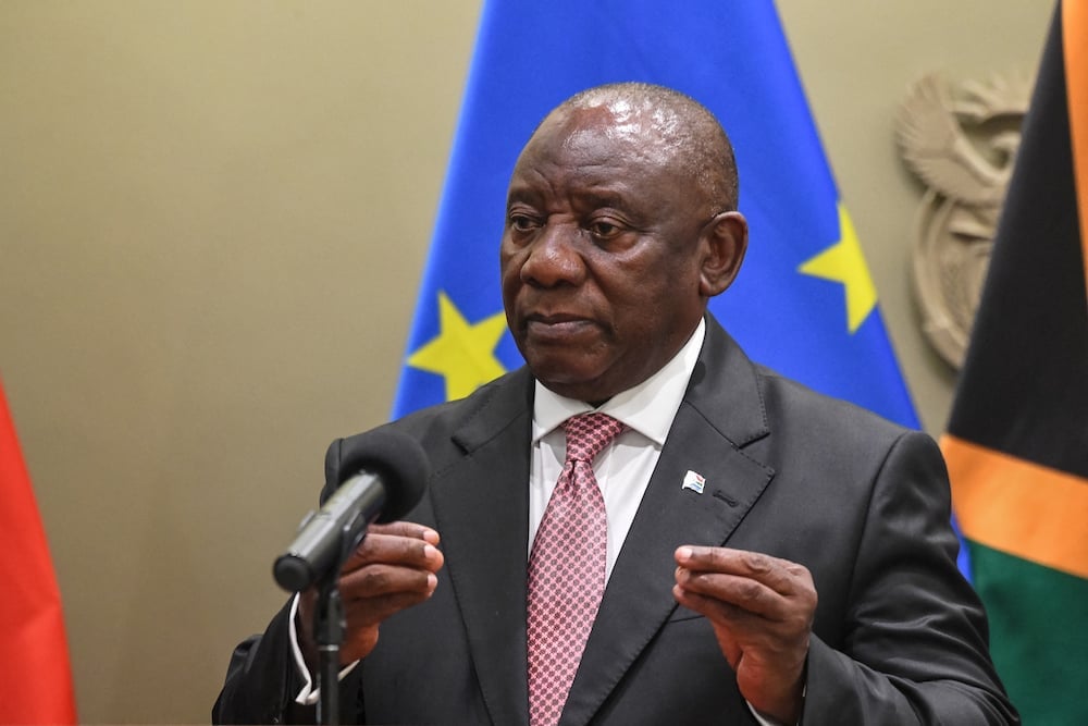 South Africa’s President Cyril Ramaphosa at Tuynhuys in Cape Town, 13 March 2025.