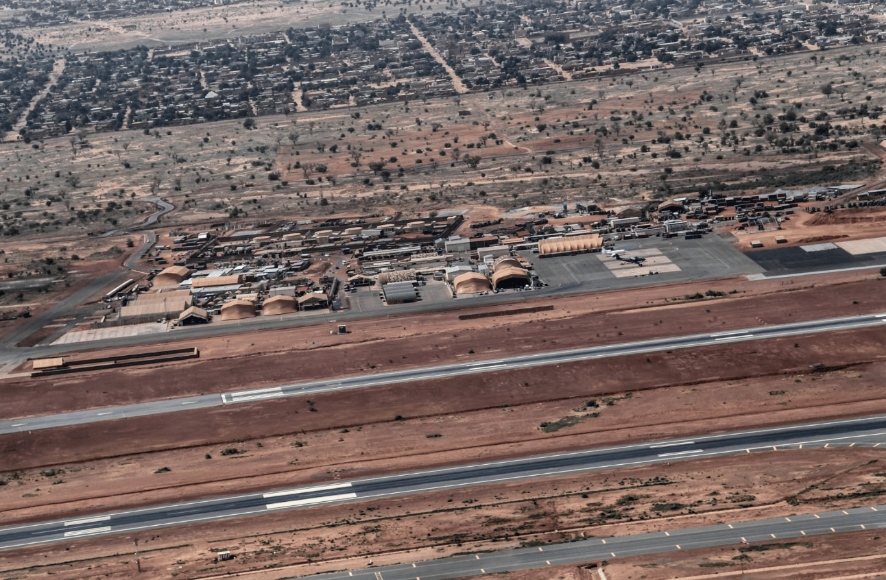 A general view of the Niamey 101 military base in Niamey, on 15 July 2022.