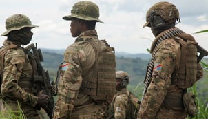 Members of the Congolese army on patrol in Lubero, North Kivu, October 2024.