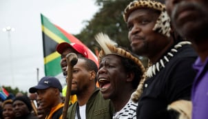 Protesters in Durban on 30 June, the unofficial deadline set by anti-immigrant groups for all undocumented migrants to leave South Africa.