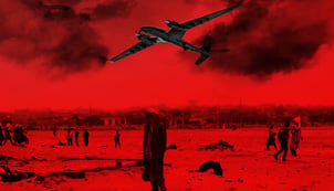 A Bayraktar Akinci drone over the village of Tinzawaten, Mali, in August 2024