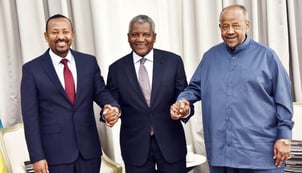 Prime Minister Abiy Ahmed of Ethiopia, Nigerian tycoon Aliko Dangote, and Djibouti’s President Ismaïl Omar Guelleh