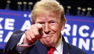 US President Donald Trump gestures during a campaign rally for US Senator Jon Husted (R-OH) and gubernatorial candidate Vivek Ramaswamy in Youngstown, Ohio, US, 12 October 2026.